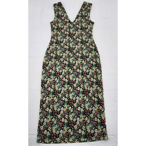 AFRM Womens S/P Sleeveless V Neck Floral Mesh Bodycon Midi Dress - Picture 1 of 4